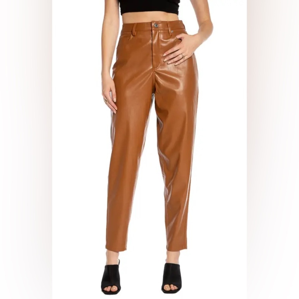 NWOT Juicy Couture Rodeo Barrel Fit High Waist Faux Leather Pants in Camel - Picture 1 of 7